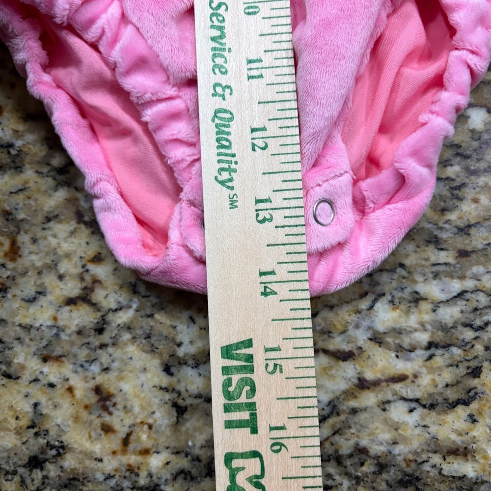 Pottery Barn Kids Baby Flamingo Halloween Costume Pink Plush Romper 0-6 Months - Picture 4 of 5